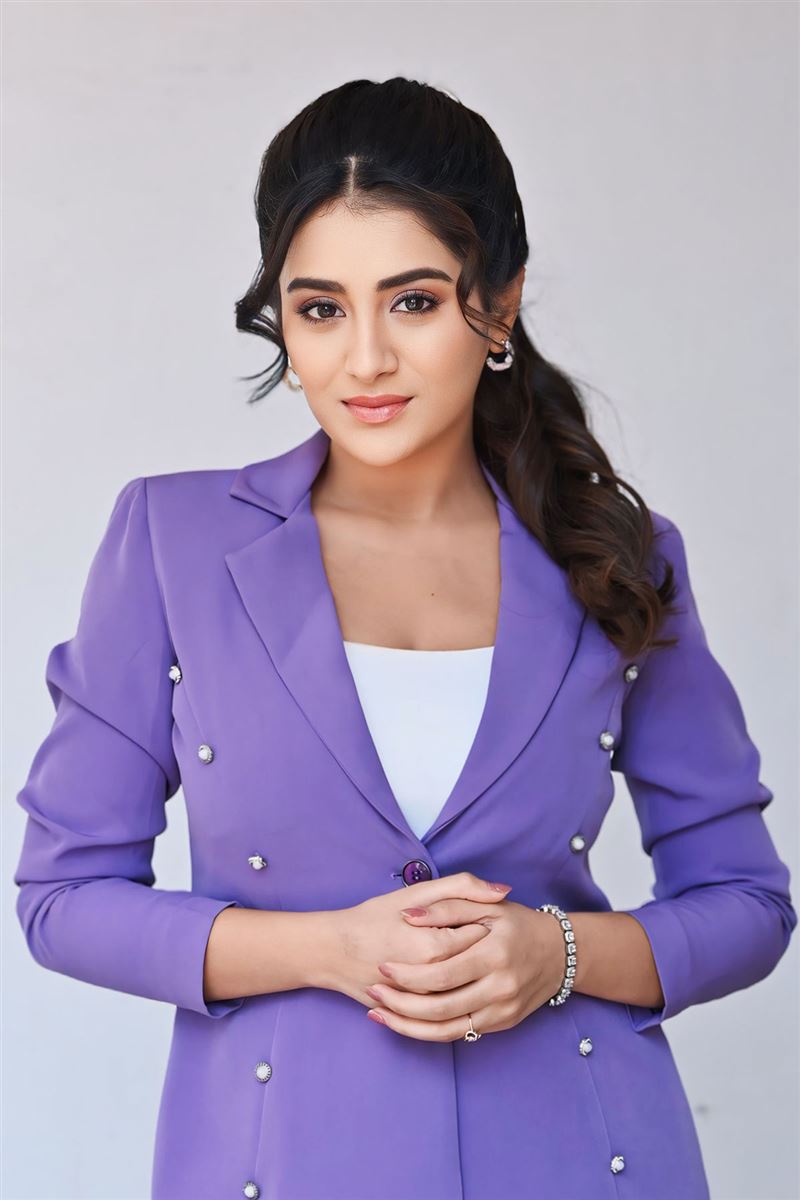 Telugu Actress Rashi Singh in Violet Coat